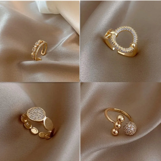 Anillos con apertura Irregular hueca para mujer, anillo geométrico de acero inoxidable de Color dorado, regalos de joyería de Navidad para fiesta Simple a la moda